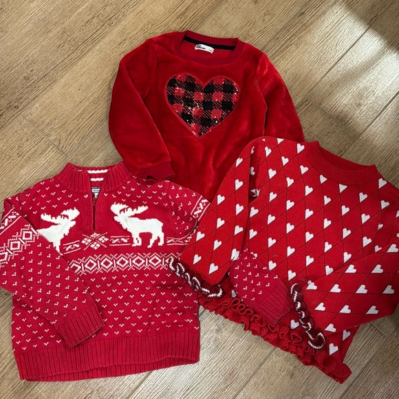 Lot of 3 girls winter sweaters - sz 5/6 - Picture 1 of 7